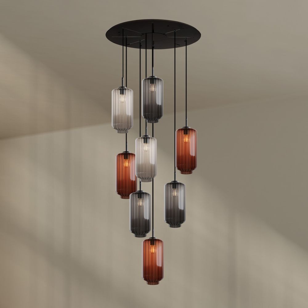 s.luce Pendelleuchte Velo Galerieleuchte 8-flg Ø 80cm Baldachin Ø 18cm Mehrfarbig