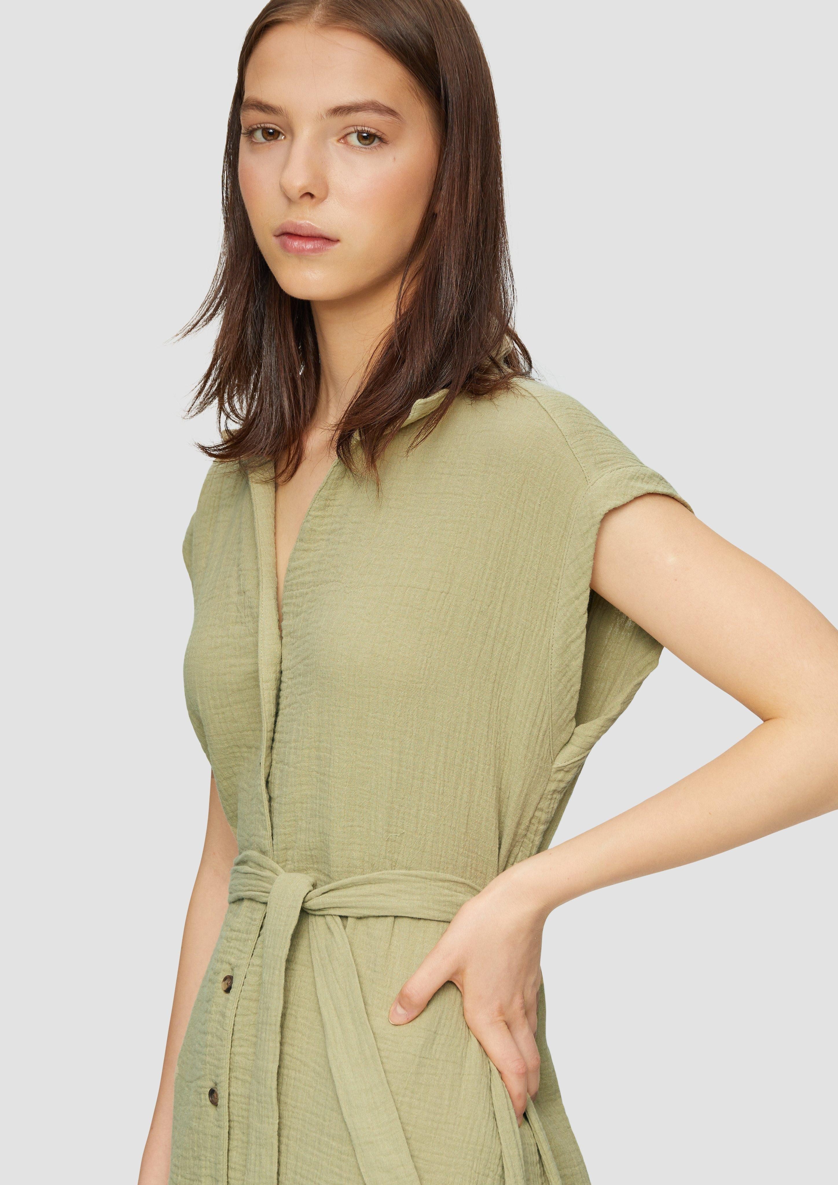 QS Minikleid Ärmelloses Hemdblusenkleid mit Bindegürtel günstig online kaufen