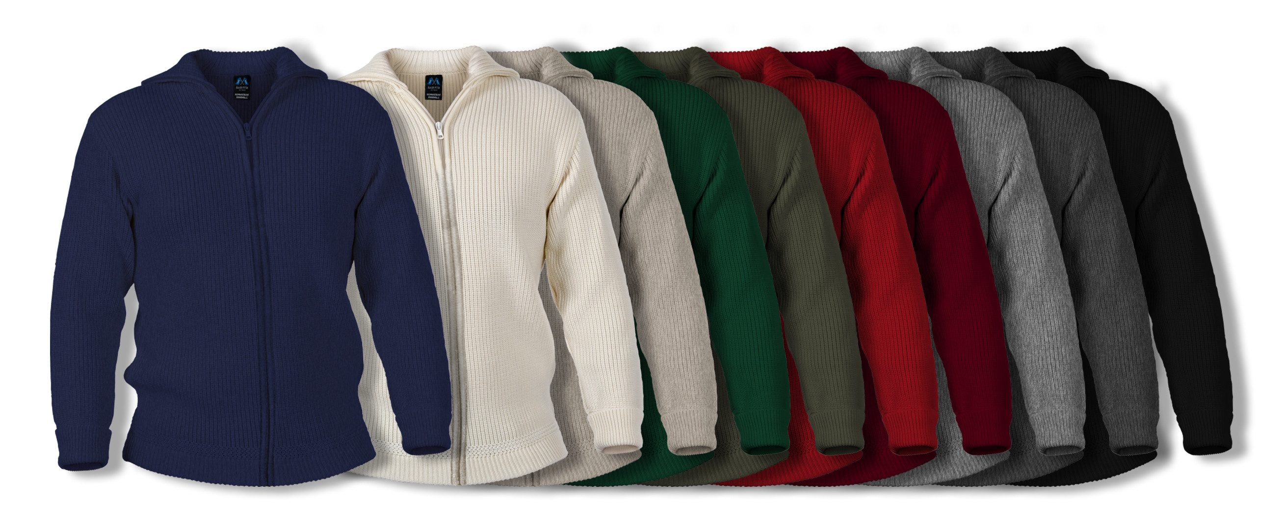 Blauer Peter Strickjacke aus Merino mit Troyerkragen und Reißverschluß günstig online kaufen