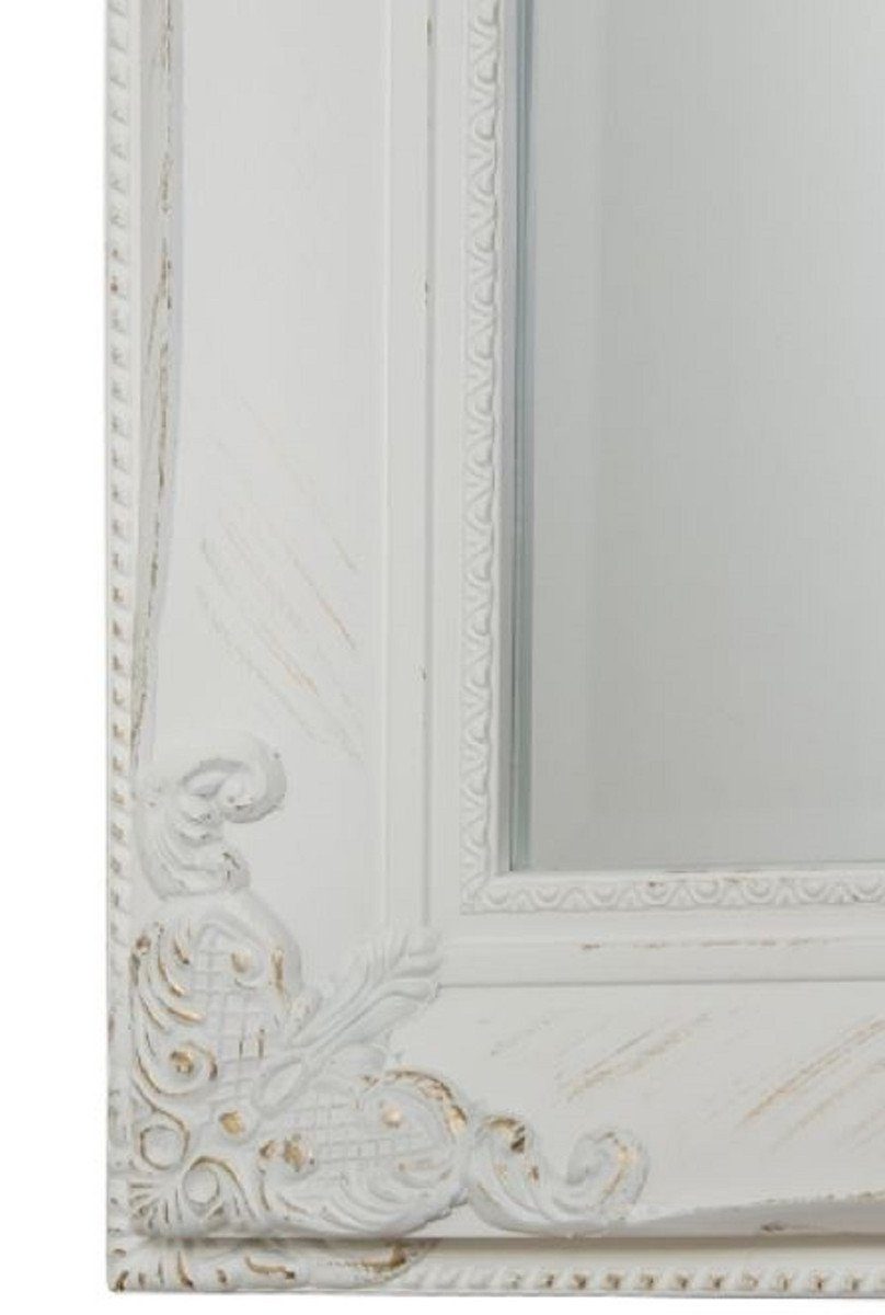 Padrino Barock Casa und Holzrahmen cm Handgefertigter 190 wunderschönen Weiß Barockspiegel x Barock - H. mit Spiegel Wandspiegel Verzierungen 65
