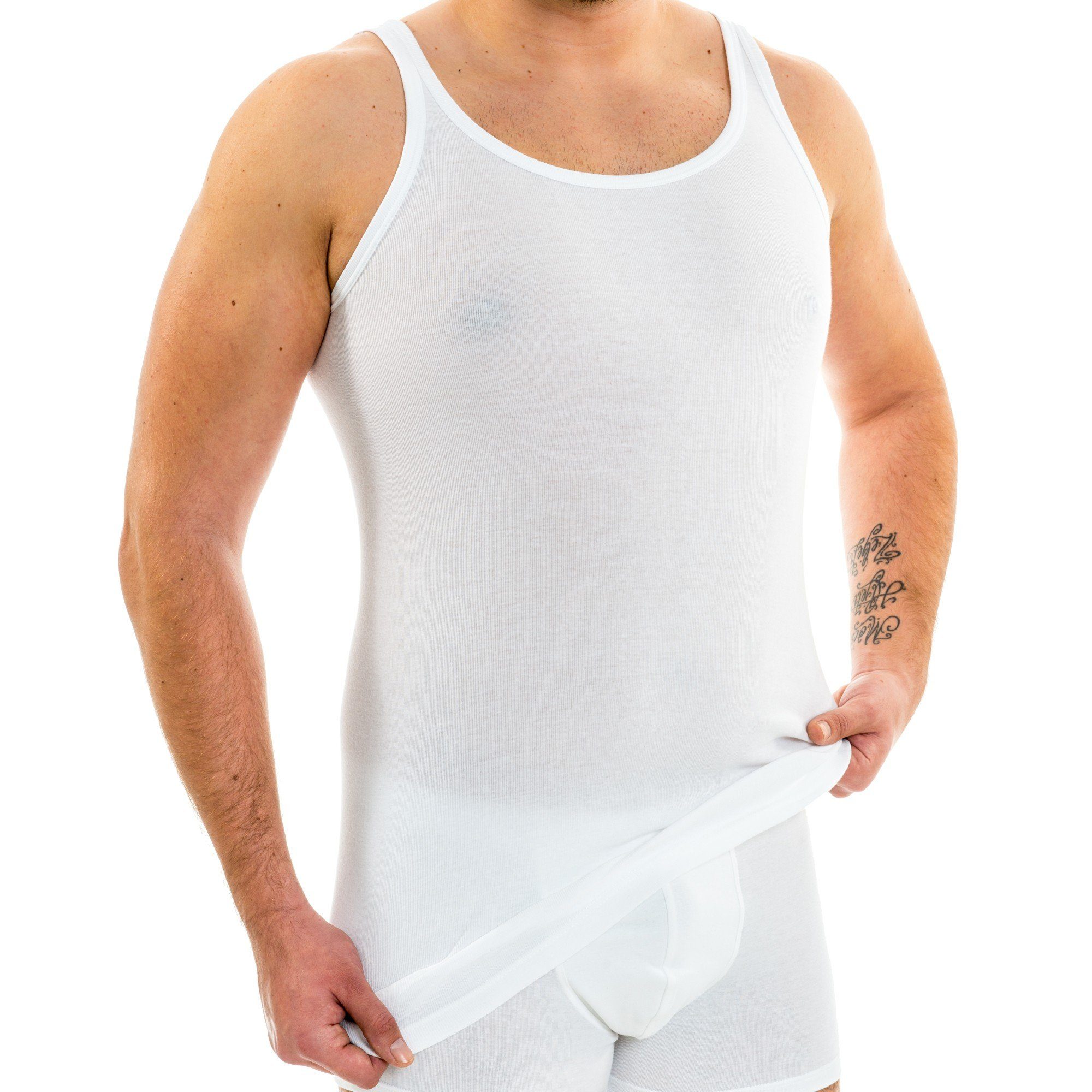 HERMKO Unterhemd 3007 (Pack, 3er) 100 % BIO-Baumwolle extralanges Tank Top (10 cm) hergestellt in EU