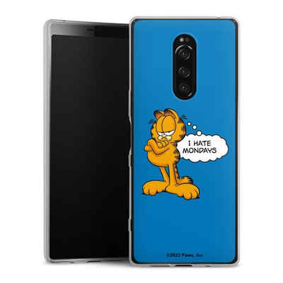 DeinDesign Handyhülle Garfield Katze Spruch Garfield I Hate Mondays Blue, Sony Xperia 1 Slim Case Silikon Hülle Ultra Dünn Schutzhülle