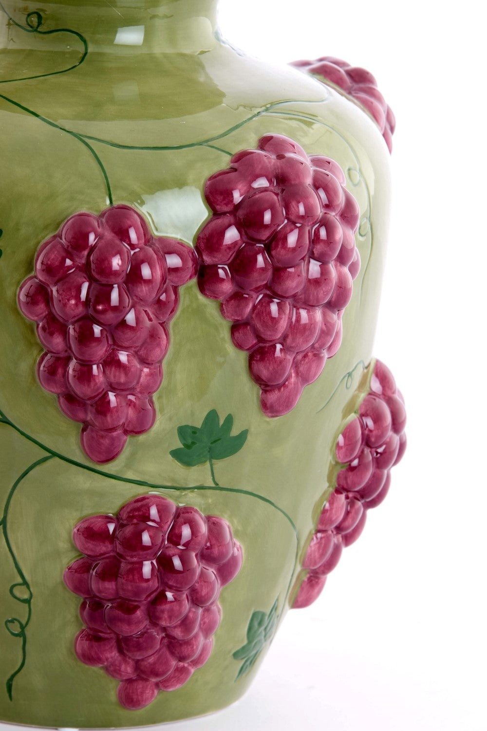 Dirk Davids Leuchten GmbH Dekovase Deko-Vase Grape mit 3D-Traubenrelief Grün Weinrot Ø26 x 31 cm