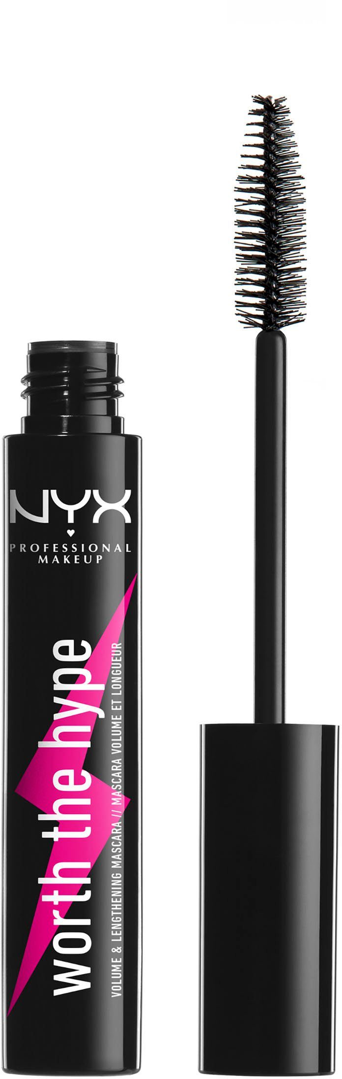 NYX Mascara Professional Makeup Worth The Hype Mascara, Leicht  aufzutragende Mascara für voluminösere Wimpern