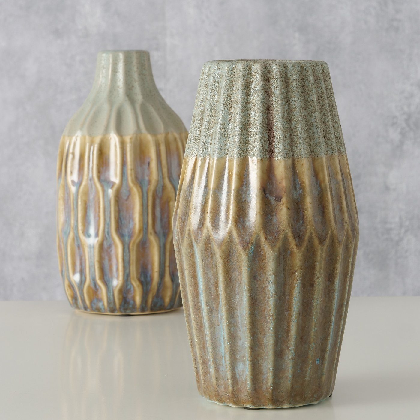beige/braun/grau, St) aus in (3 2er BOLTZE Dekovase "Livera" Keramik Vase Set