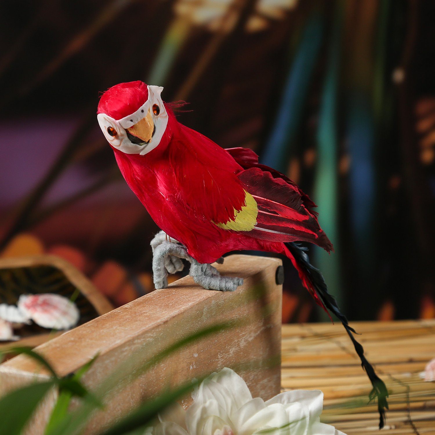 (1 Papagei JOSIE Tierfigur H: rot Figur MARELIDA Ara Dekofigur künstlich St) 30cm Federvogel