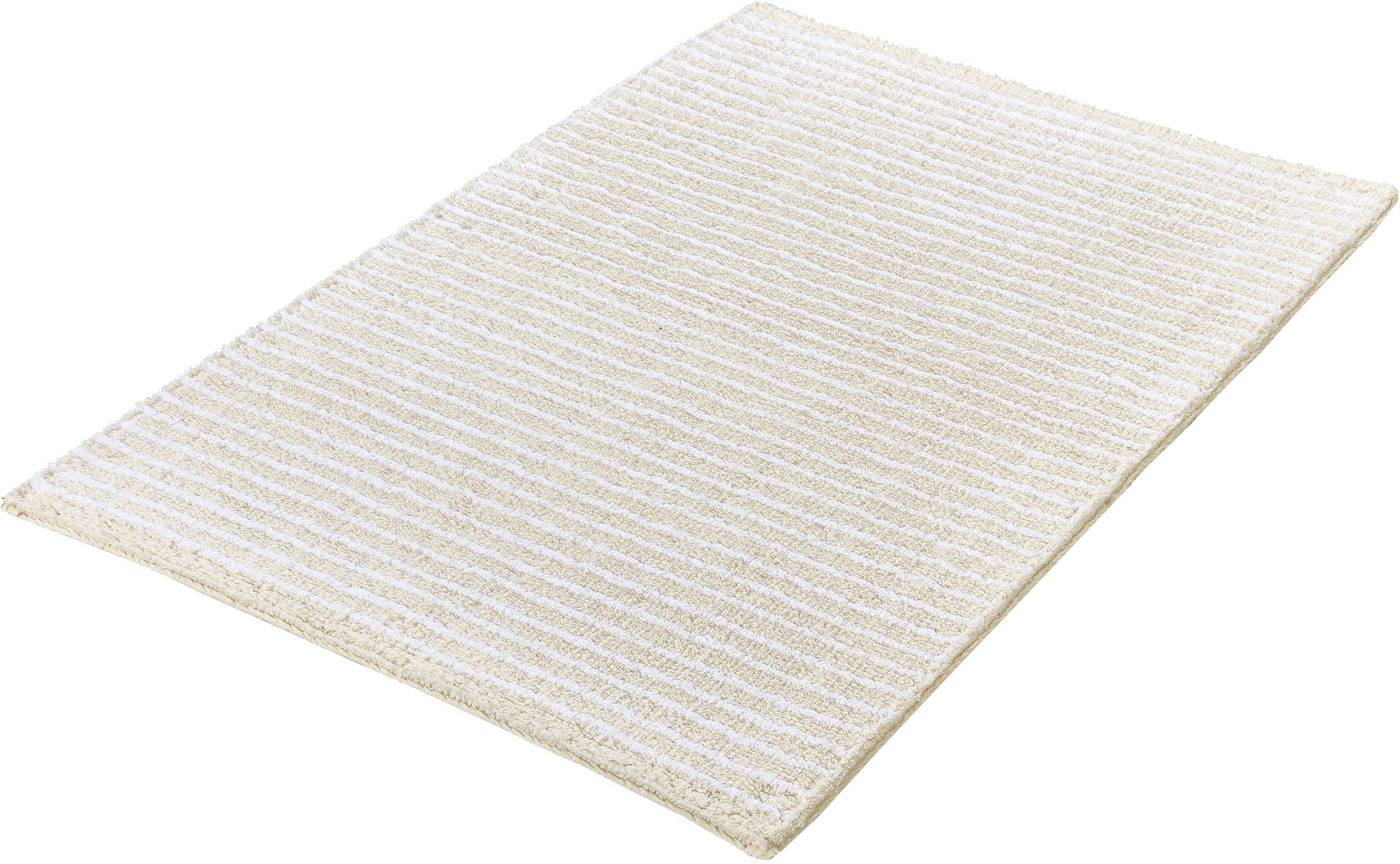 Kleine Wolke Badematte Amalia, Höhe 12 mm, rutschhemmend beschichtet, fußbodenheizungsgeeignet, Baumwolle, rechteckig, Badteppich, gestreift, leichter Hoch-Tief Effekt, reine Baumwolle