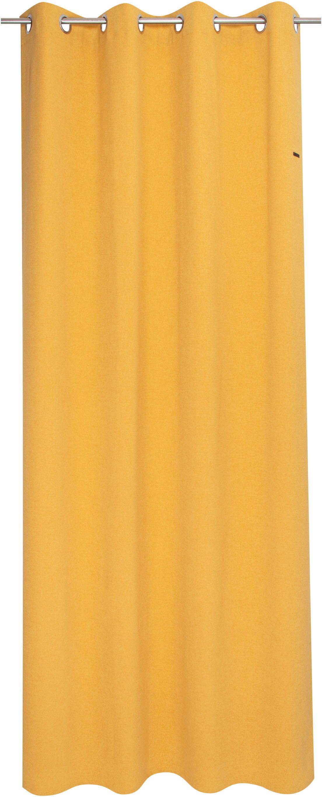 unifarbenen (1 Ösen zeilosen, Look Esprit, Harp, blickdicht, Jacquard, Vorhang im MUSTARD St),