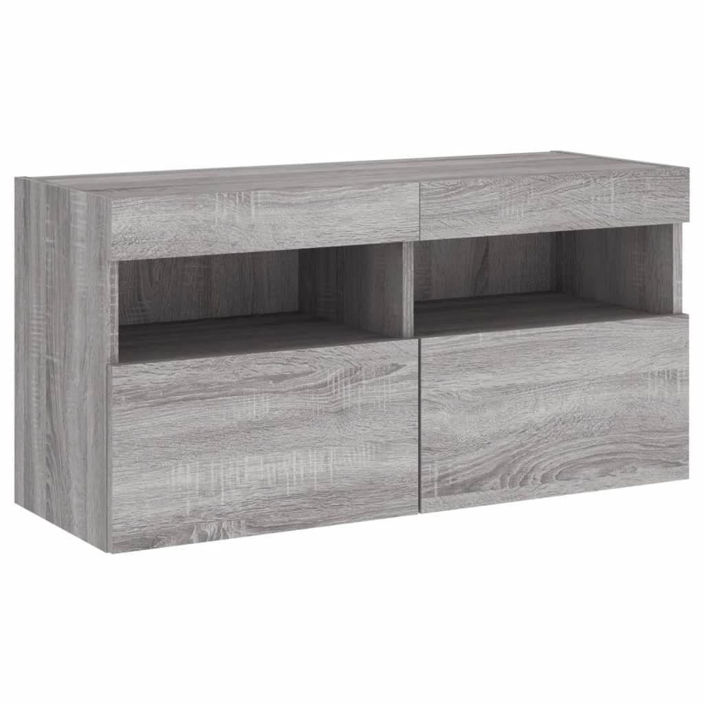 vidaXL TV-Wand TV-Wandschrank mit LED-Leuchten Grau günstig online kaufen
