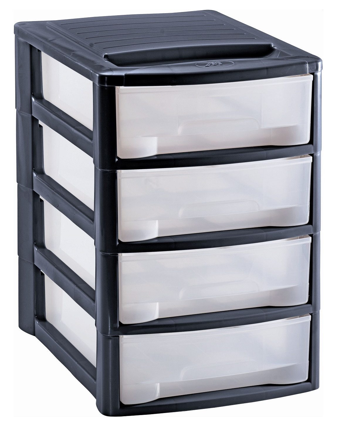 M home Schubladenbox Bürobox Briefablage DIN A4 4 Ablage Fächer Organizer Ablagebox, (komplett-Set, 1-St., Schubladen-Box mit 4 Schubladen), mit 4 Fächern mit Griffmulde im DIN A4 Format