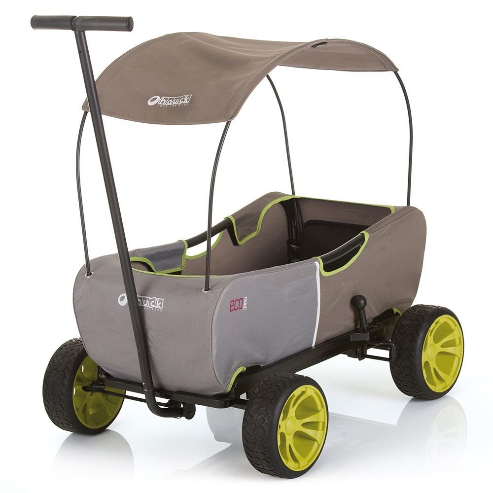 hauck TOYS FOR KIDS Bollerwagen Eco Mobil Forest Green, Transportwagen Handwagen faltbar mit Dach für 2 Kinder, bis 50 kg