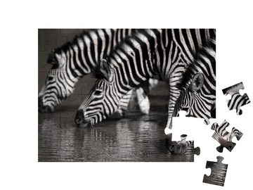 puzzleYOU Puzzle Zebraherde am Wasserloch, Südafrika, 48 Puzzleteile, puzzleYOU-Kollektionen Zebras, Tiere in Savanne & Wüste