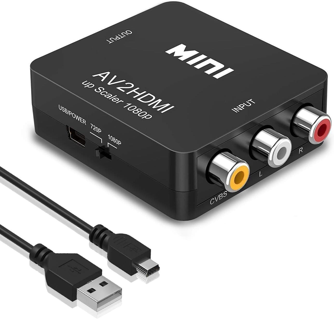 FELIXLEO Audio / Video Matrix-Switch RCA auf HDMI Konverter 1080P CVBS AV zu HDMI PS2/Xbox/SNES PAL NTSCUSB