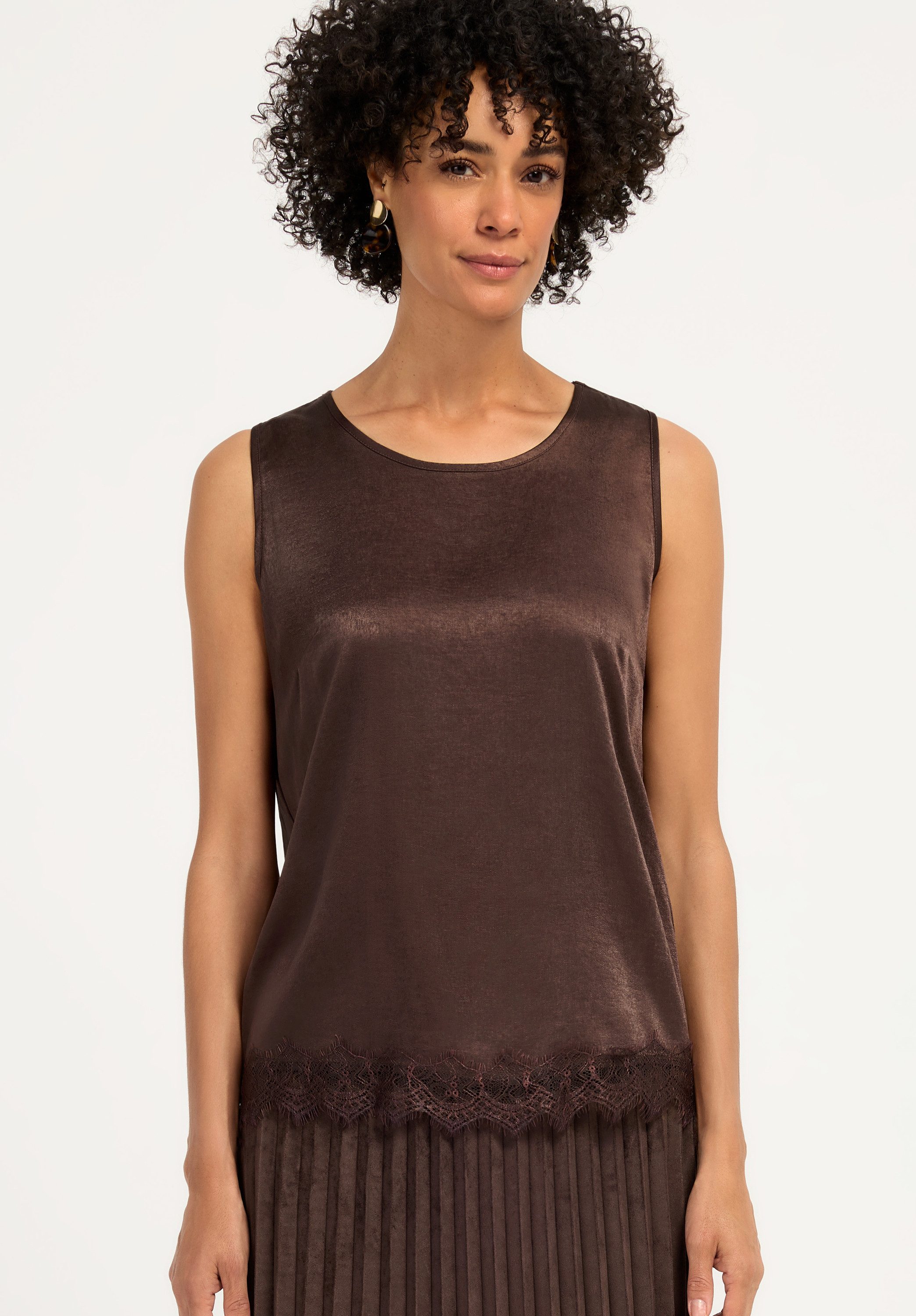 bianca Blusenshirt TOP in elegantem Design mit Spitzenbesatz
