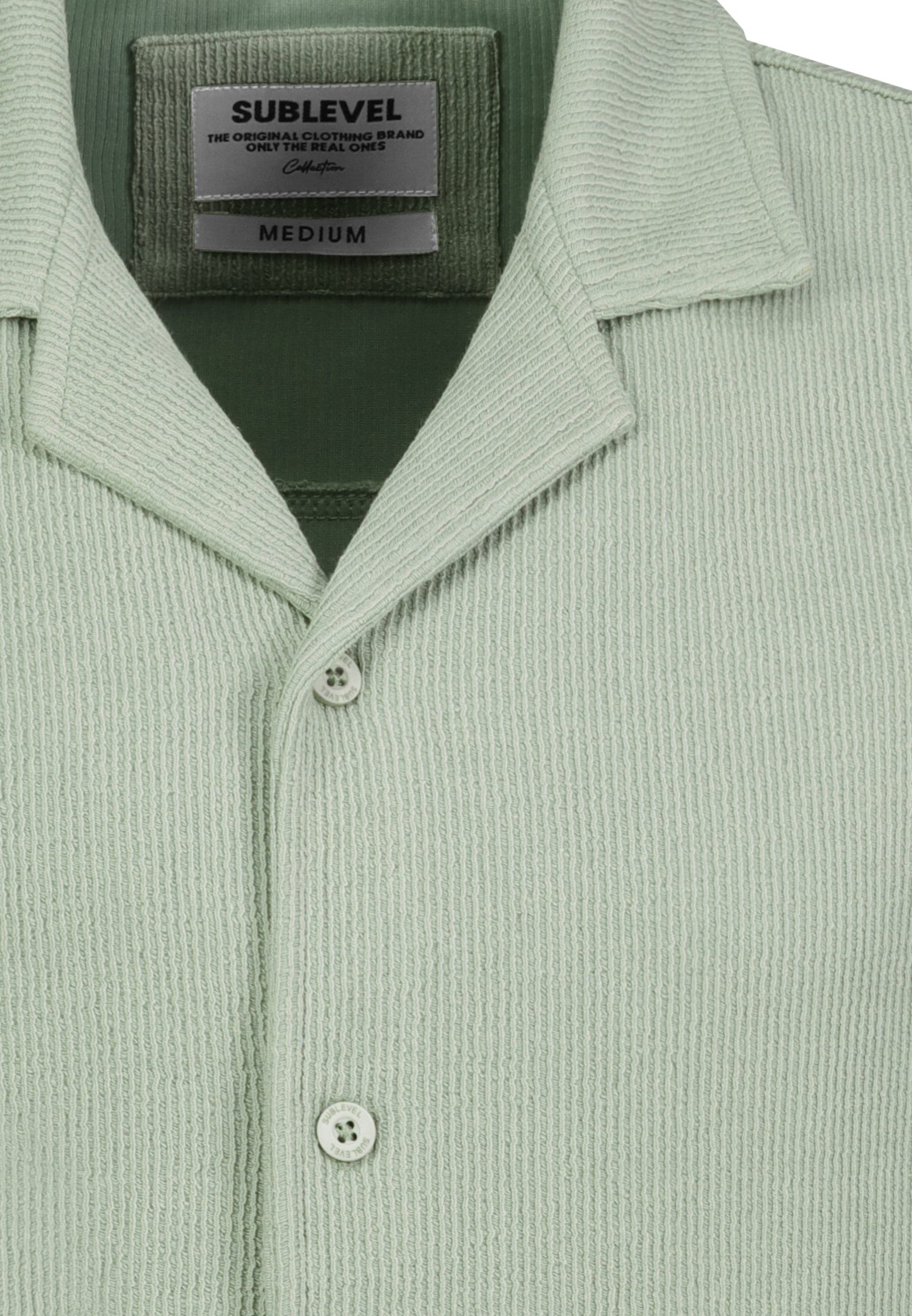 SUBLEVEL Kurzarmhemd Herren Strukturhemd Kurzes Hemd aus Strukturstrick, seitlicher Schlitz, Reverskragen