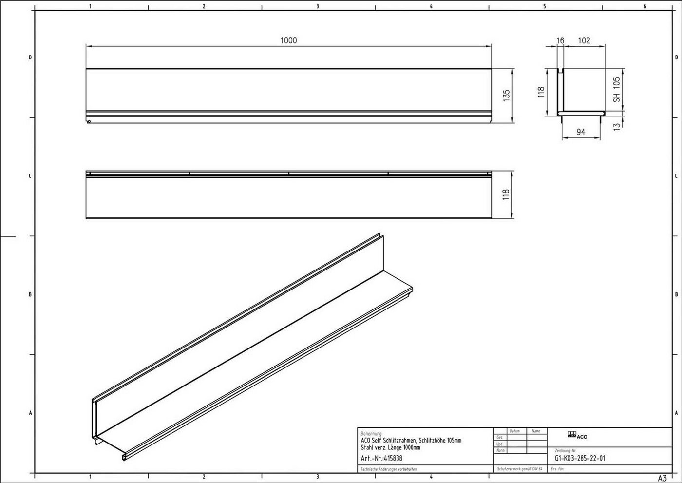 Thumbnail - ACO Severin Ahlmann GmbH & Co. KG Entwässerungsrinne 2x1m Hexaline Entwässerungsrinne + Schlitzaufsatz verzinkt, 4-St., ...