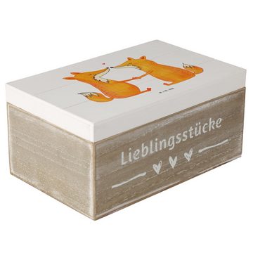 Mr. & Mrs. Panda Dekokiste Füchse Liebe - Weiß - Geschenk, Holzkiste, Truhe, Dekokiste, Fuchs, P (1 St)