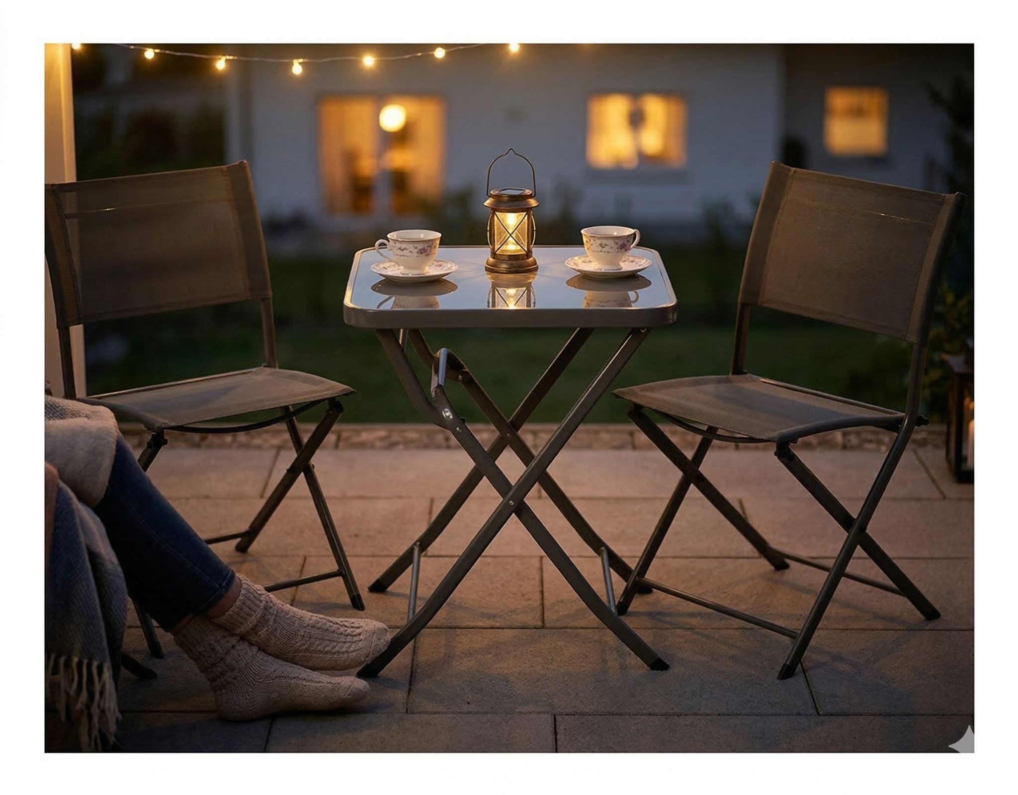 Florabest Balkonset Florabest Balkonmöbel-Set Terrassenmöbel Gartentisch 2 Stühle 3-tlg., (Set, 3-tlg., Tisch / Stühle), zusammenklappbar, platzsparend