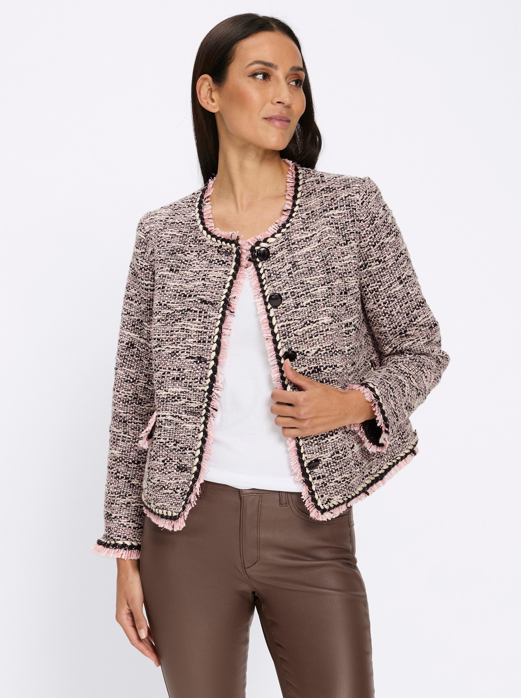 heine Blusenblazer Bouclé-Blazer Langarm