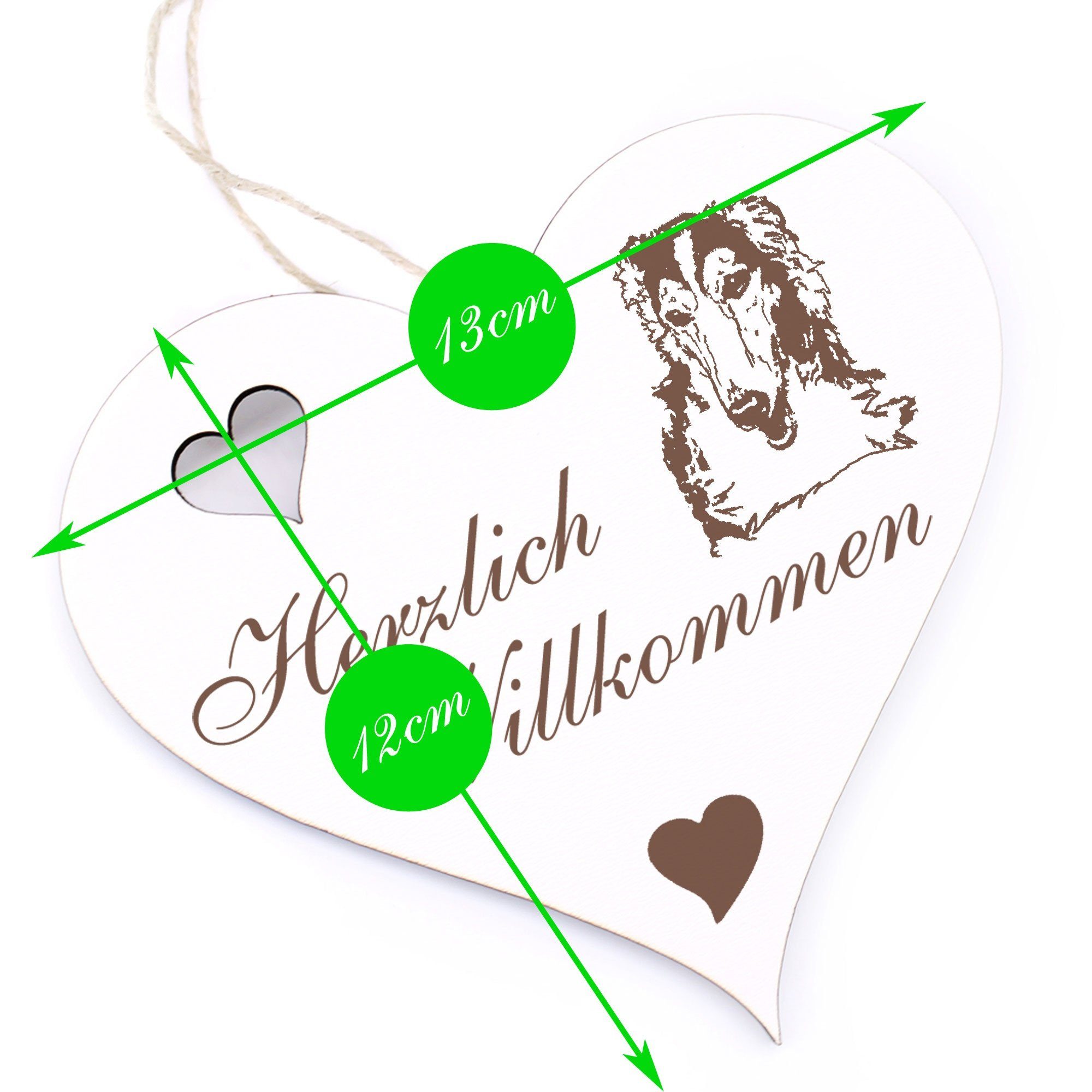 Dekolando Hängedekoration Herzlich Willkommen - 13x12cm Windhund - Barsoi