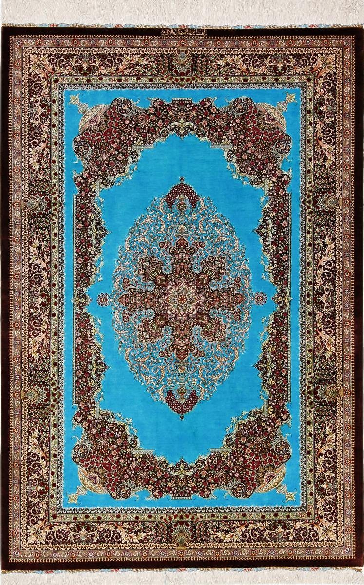 Seidenteppich Ghom Seide Talakub 136x201 Handgeknüpfter Orientteppich, Nain Trading, rechteckig, Höhe: 3 mm