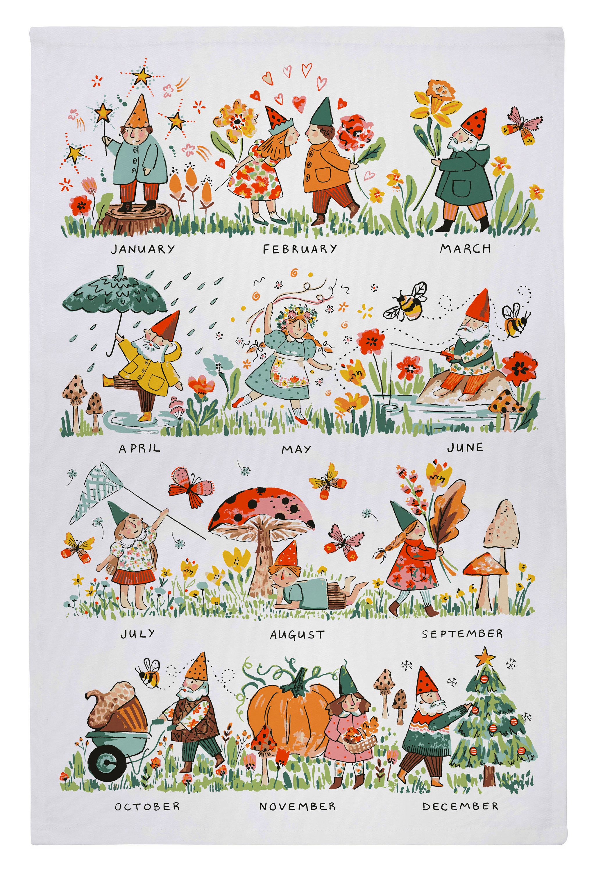 Ulster Weavers Geschirrtuch Gnome for the Holidays, (Set, 1-tlg., 1-teilig), 100% Baumwolle 48x74cm Blumen Küchentuch