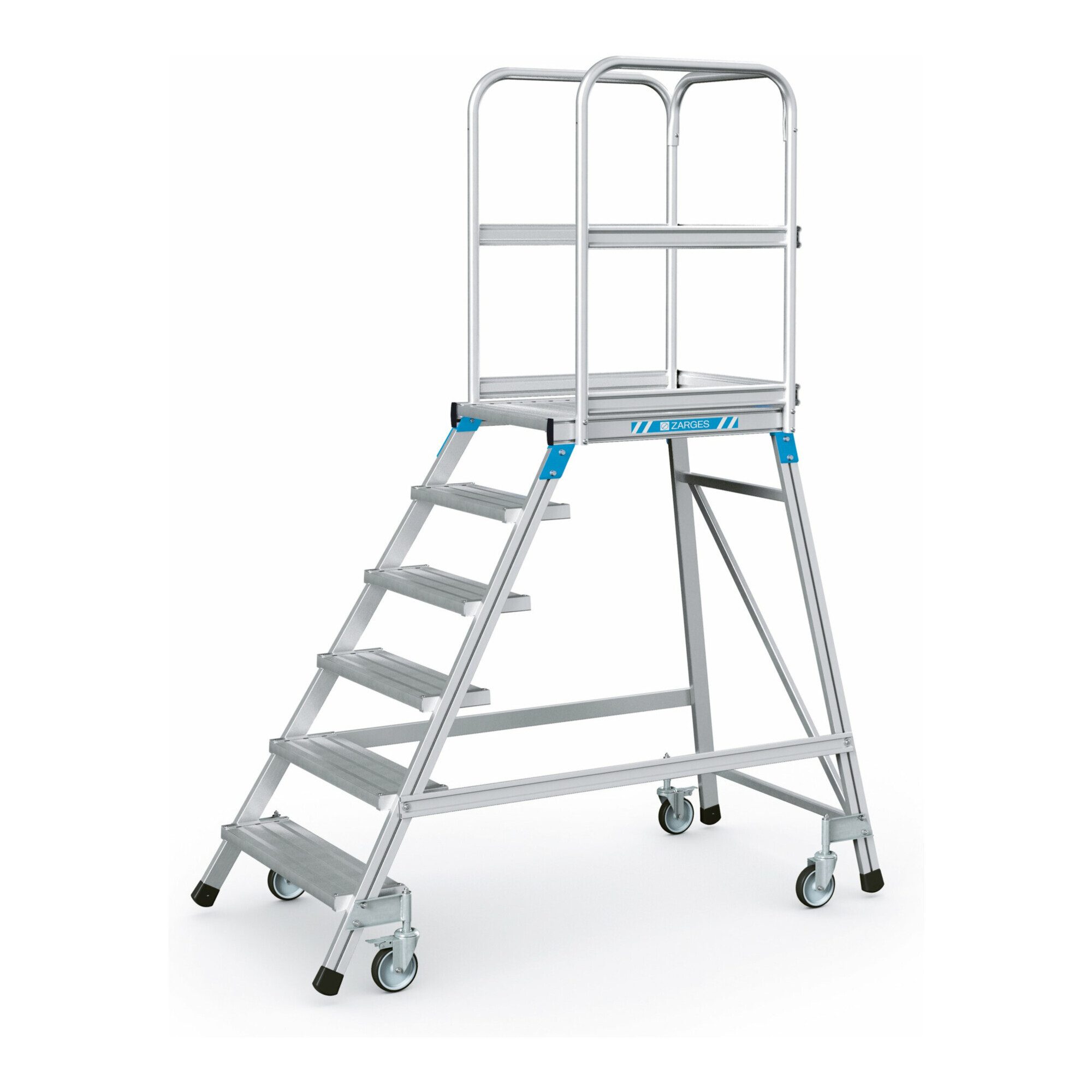 Zarges Treppenstufe ZARGES Podesttreppe einseitig 6 Stufen