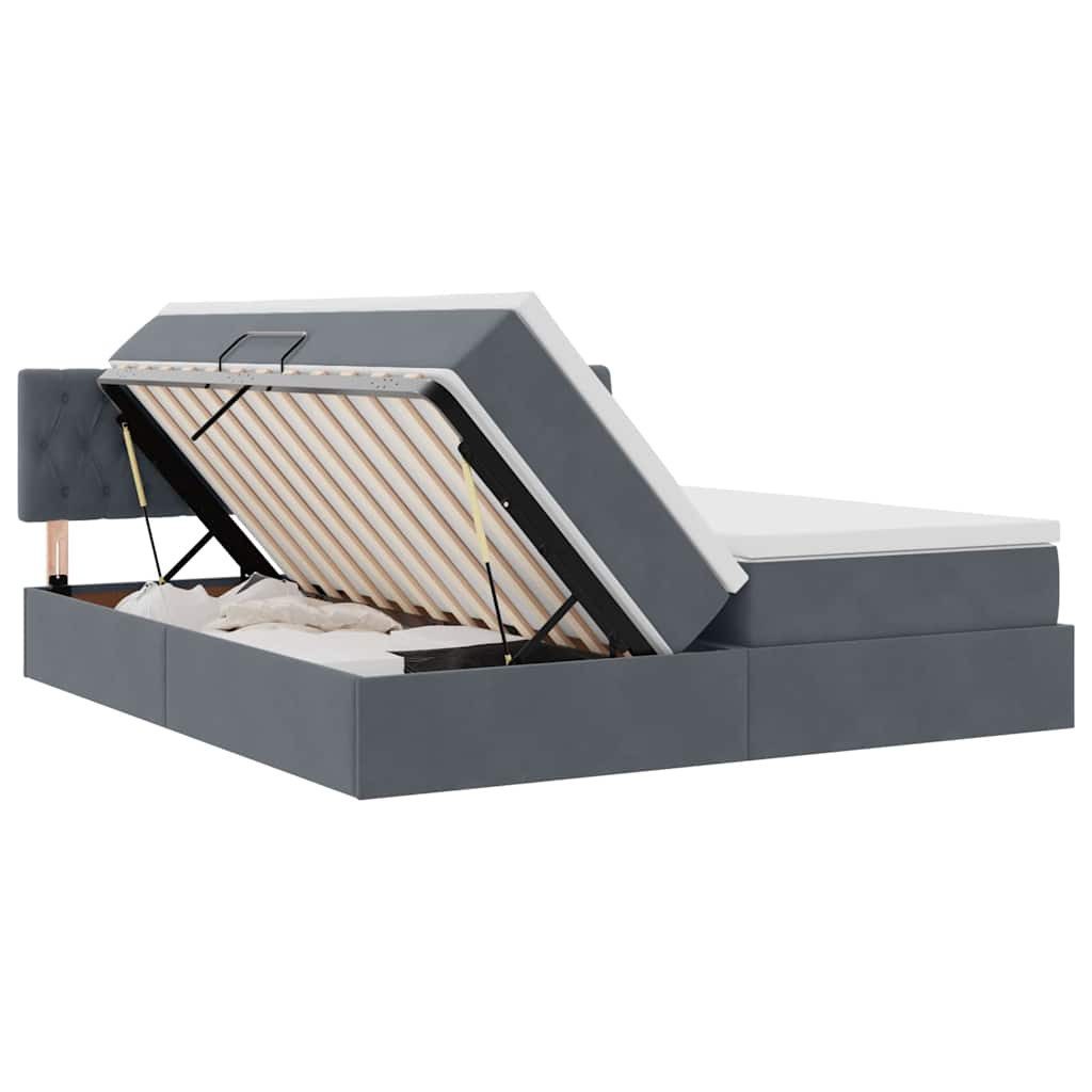vidaXL Bed Storage Bed with Mattress Dark Grey 90 x 200 cm (1-piece)