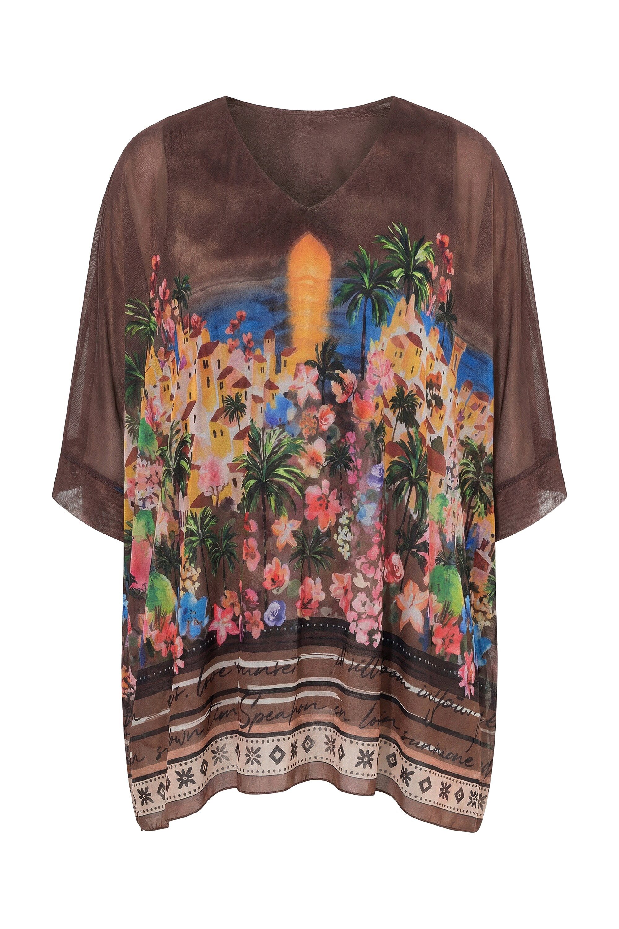 MIAMODA Longbluse Mesh-Bluse oversized Blumenmuster