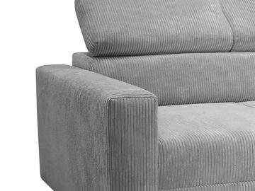 MIRJAN24 Ecksofa Milano Premium Cord, mit Bettkasten und Schlaffunktion, Einstellbare Kopfstützen, L-Form