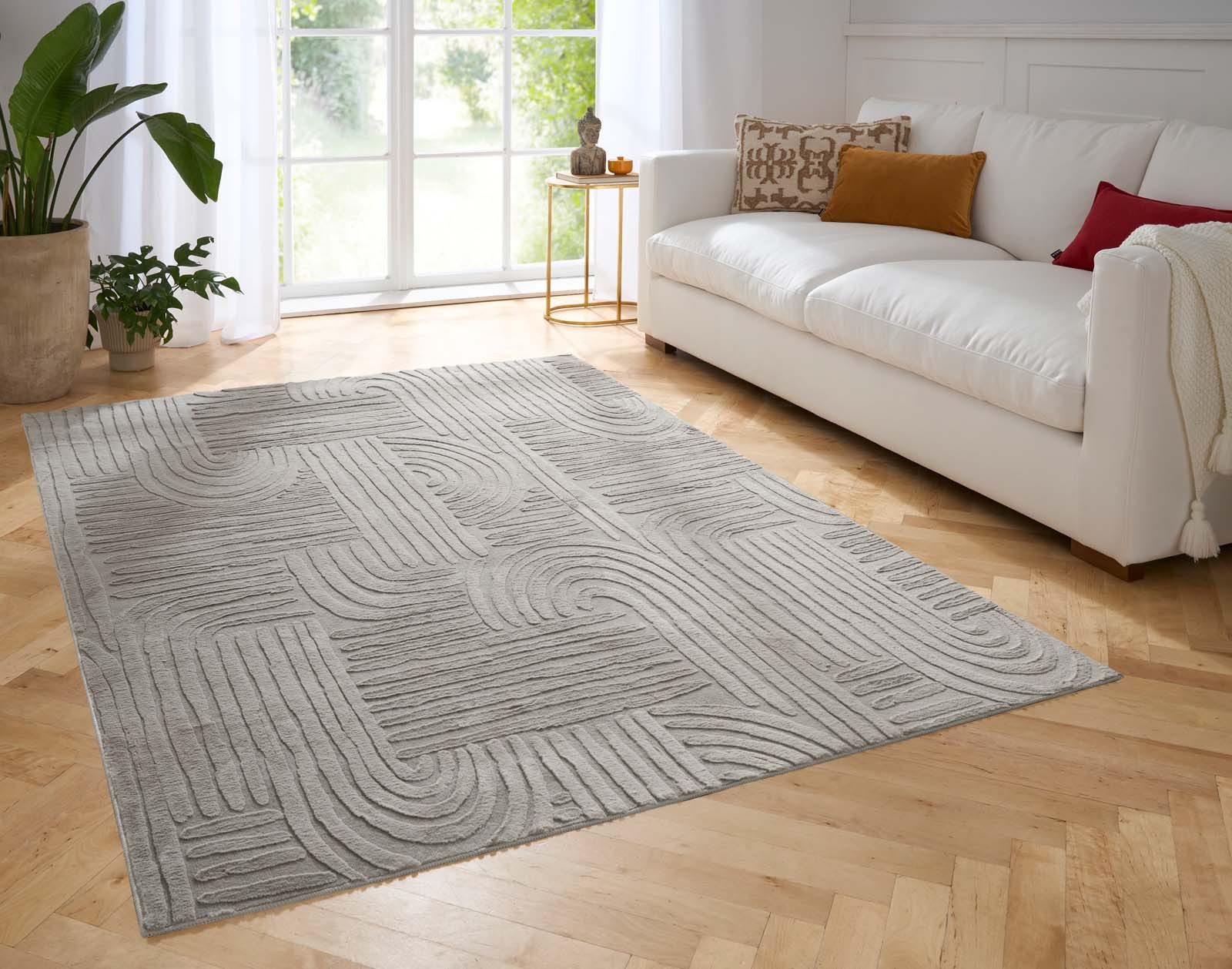 TaraCarpet Teppich Taipe-Onda Hasenfell extra weich Hoch-Tief-Struktur, rec günstig online kaufen