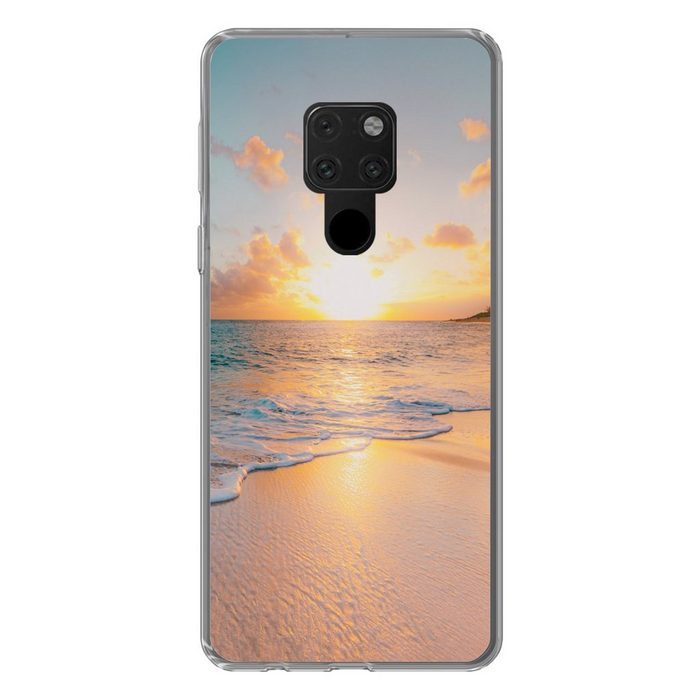 MuchoWow Handyhülle Sonnenuntergang - Strand - Meer - Sommer - Blau Phone Case Handyhülle Huawei Mate 20 Silikon Schutzhülle