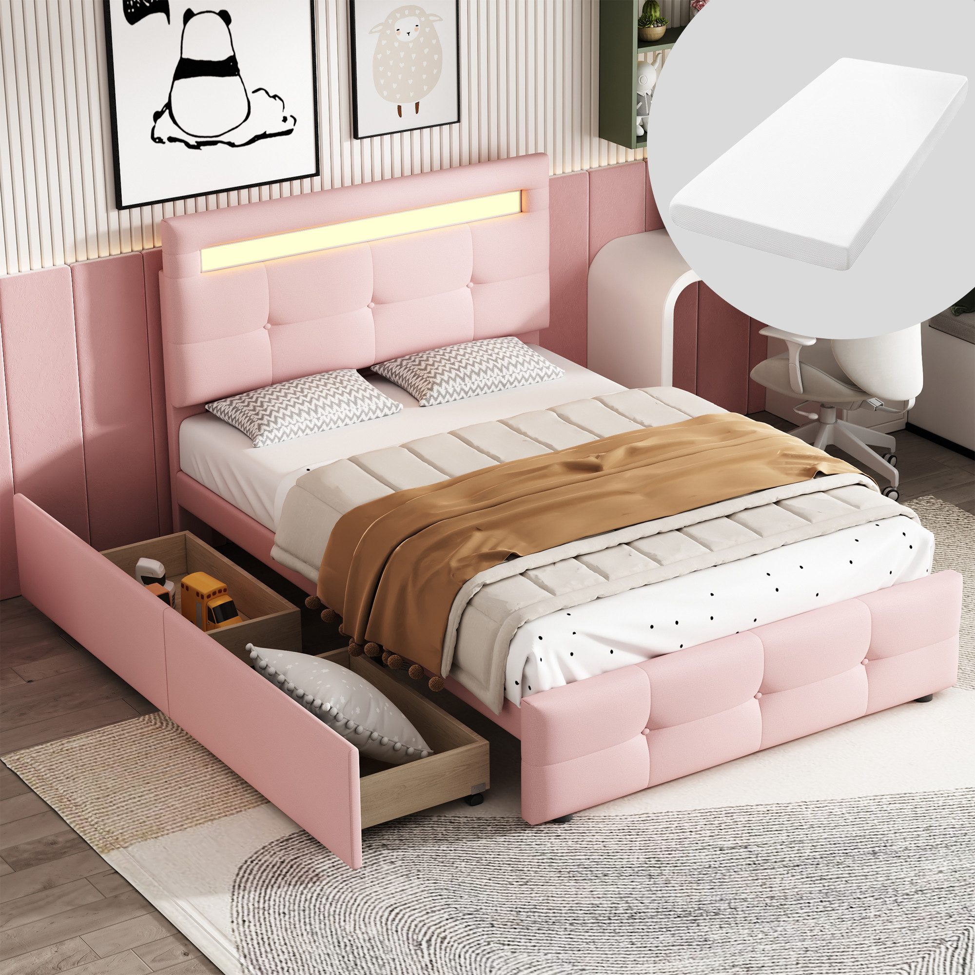 HAUSS SPOLE Polsterbett 90x200cm mit LED-Leuchten, günstig online kaufen