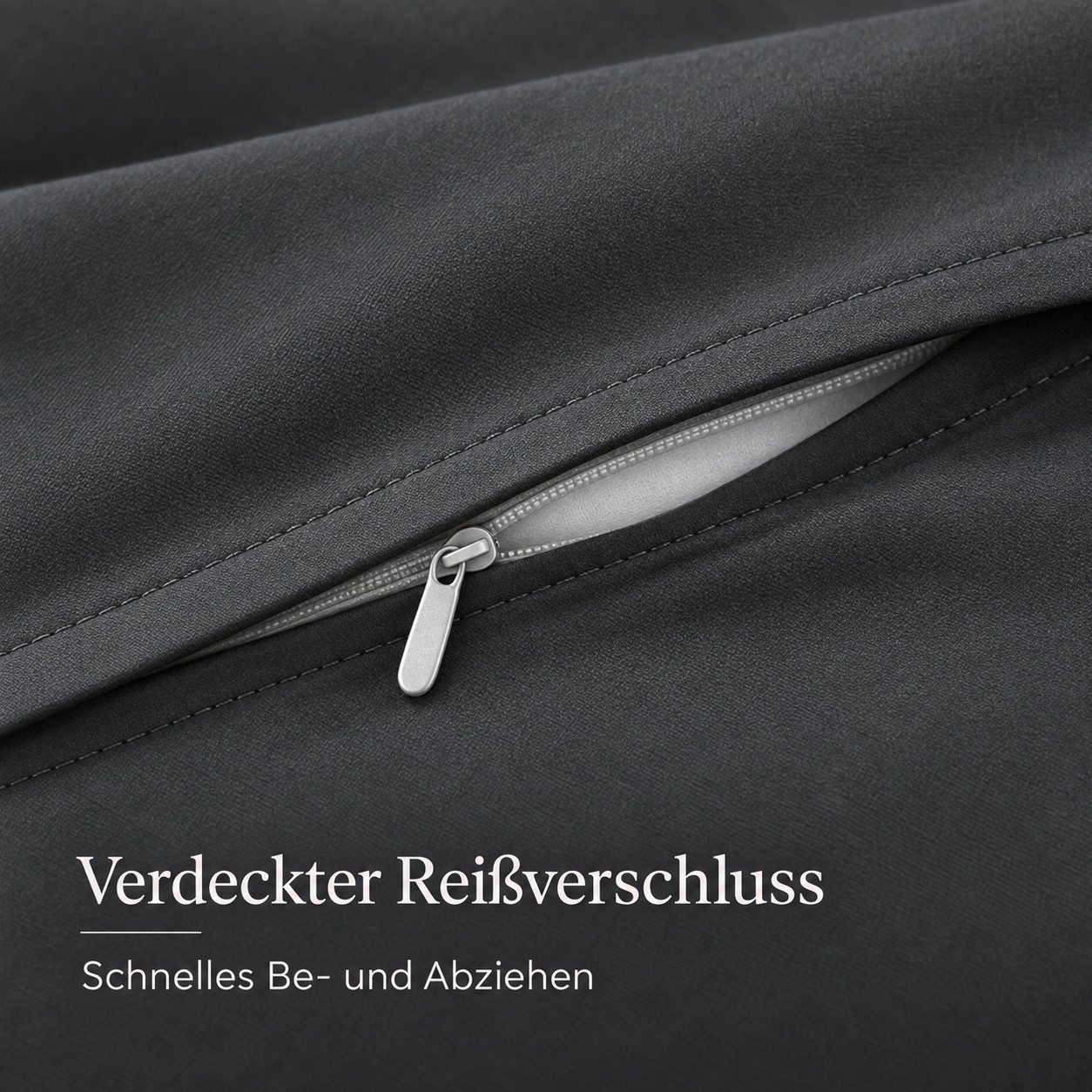 soma Bettwäsche Baumwoll-Set mit Stehsaum, 135x200 + 80x80 cm, Anthrazit, Baumwolle, 2 teilig, 100% Baumwolle, weiche Musselin-Struktur, pflegeleicht – Bild 5 von 5