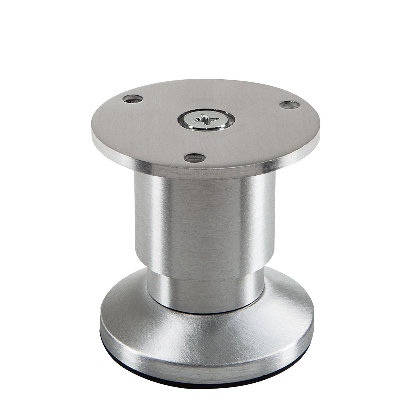 SO-TECH® Möbelfuß ALPHA, belastbar bis 250 kg, höhenverstellbar bis 15 mm, (1-St), Höhe 50 mm, Aluminium gebürstet