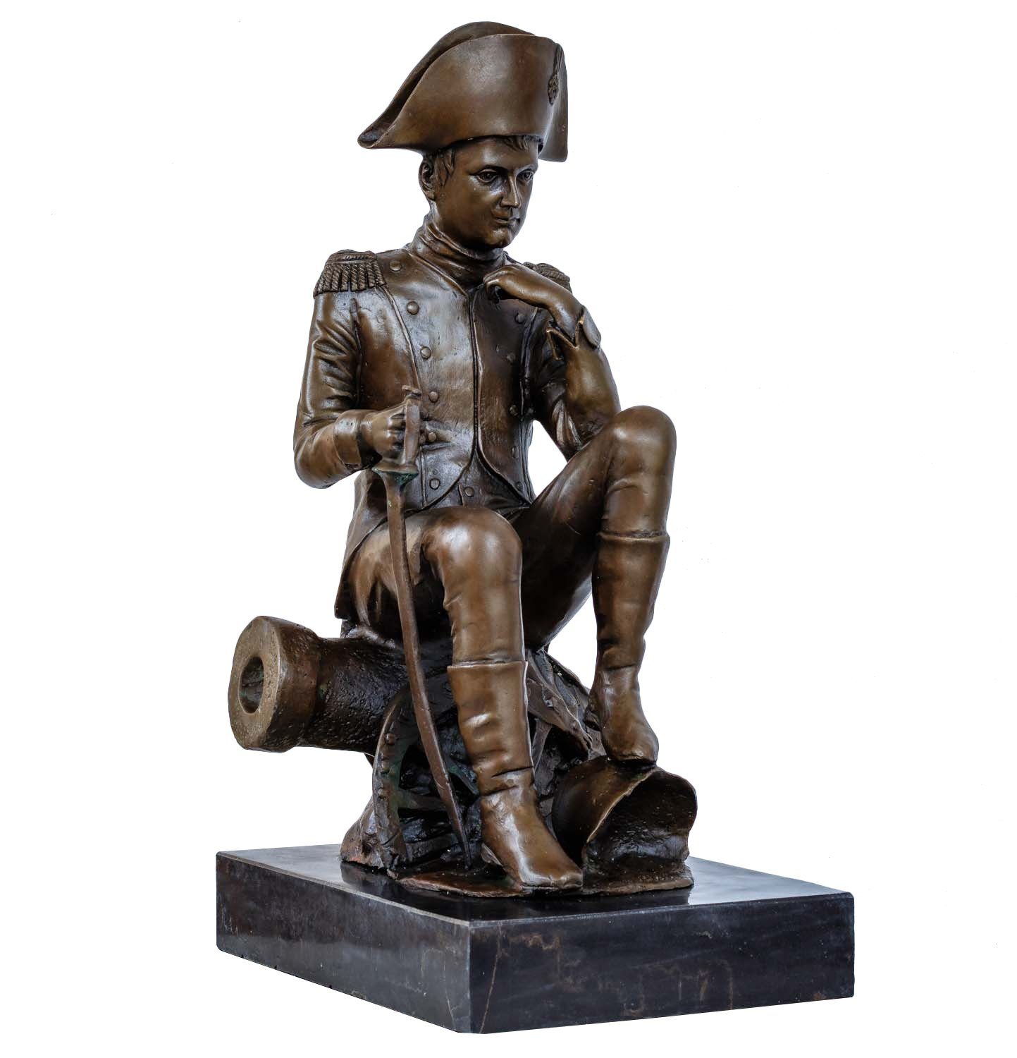 Aubaho Skulptur Bronzeskulptur Napoleon auf Kanone Bronze Figur Skulptur 42cm Antik-St