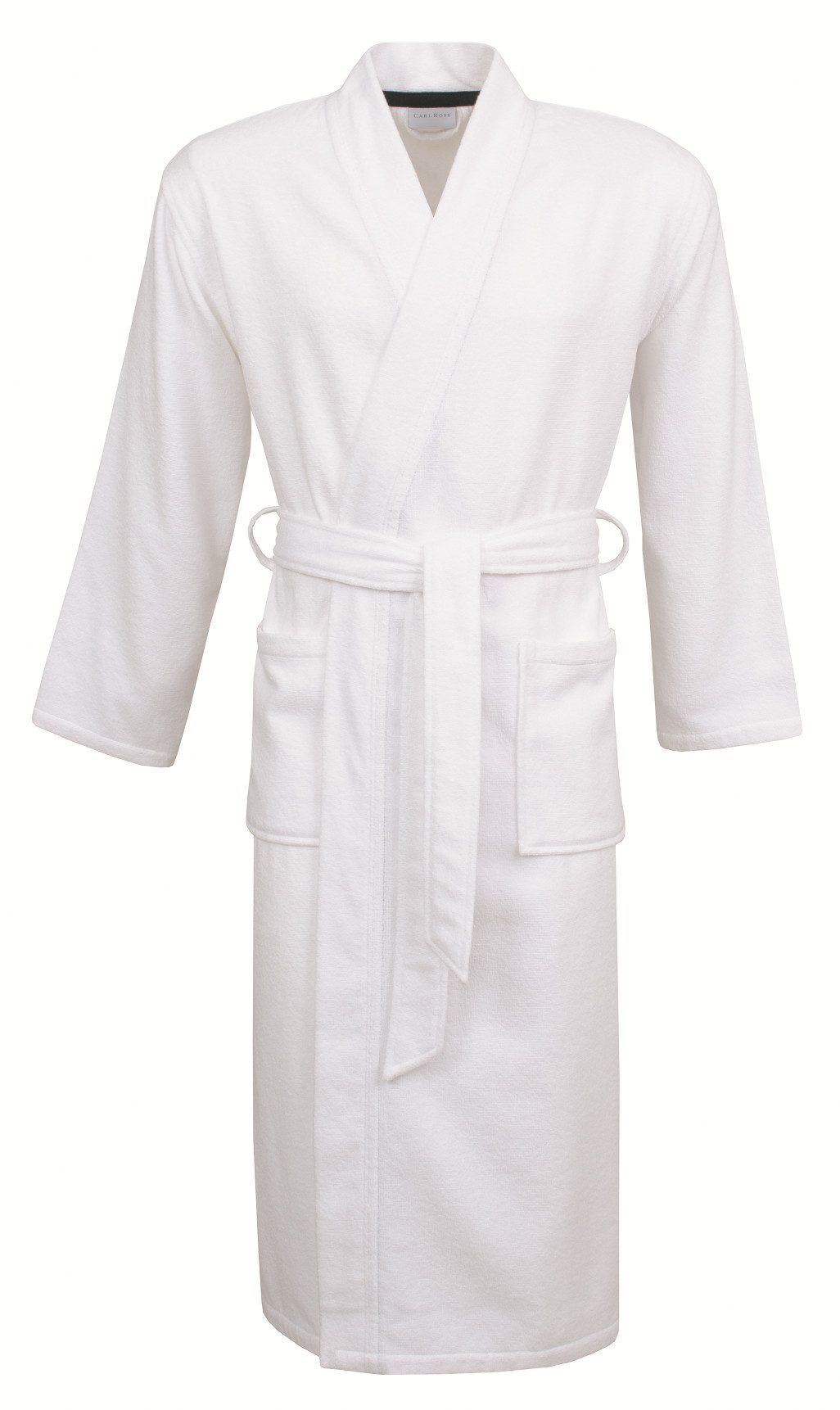Carl Ross Unisex-Bademantel supercombed light, Langform, Frottier, Kimono-Kragen, Gürtel, Kimono