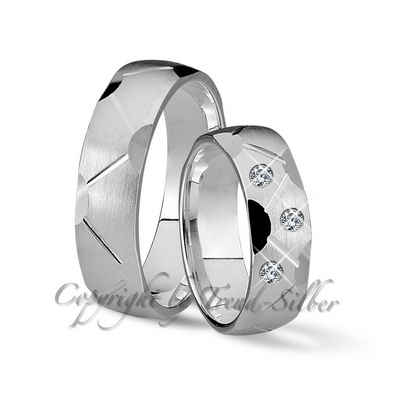 Trauringe123 Trauring Hochzeitsringe Verlobungsringe Trauringe Eheringe Partnerringe aus 925er Silber mit oder ohne Zirkonien, J59