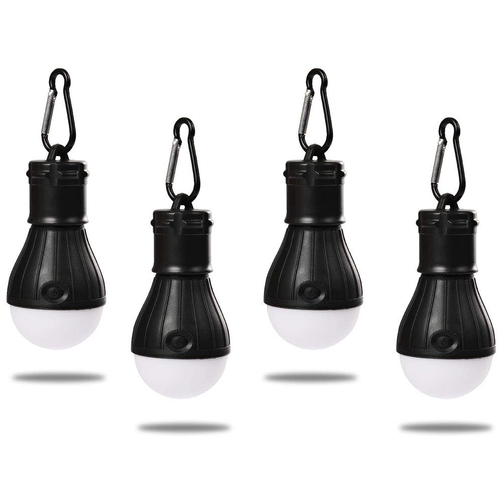 zggzerg LED Arbeitsleuchte Campinglampe, 4 Stück Tragbare LED Campinglaterne mit Karabiner, LED wechselbar, 3-Helligkeit Modus Campinglampe für Camping, Notfall, Stromausfall
