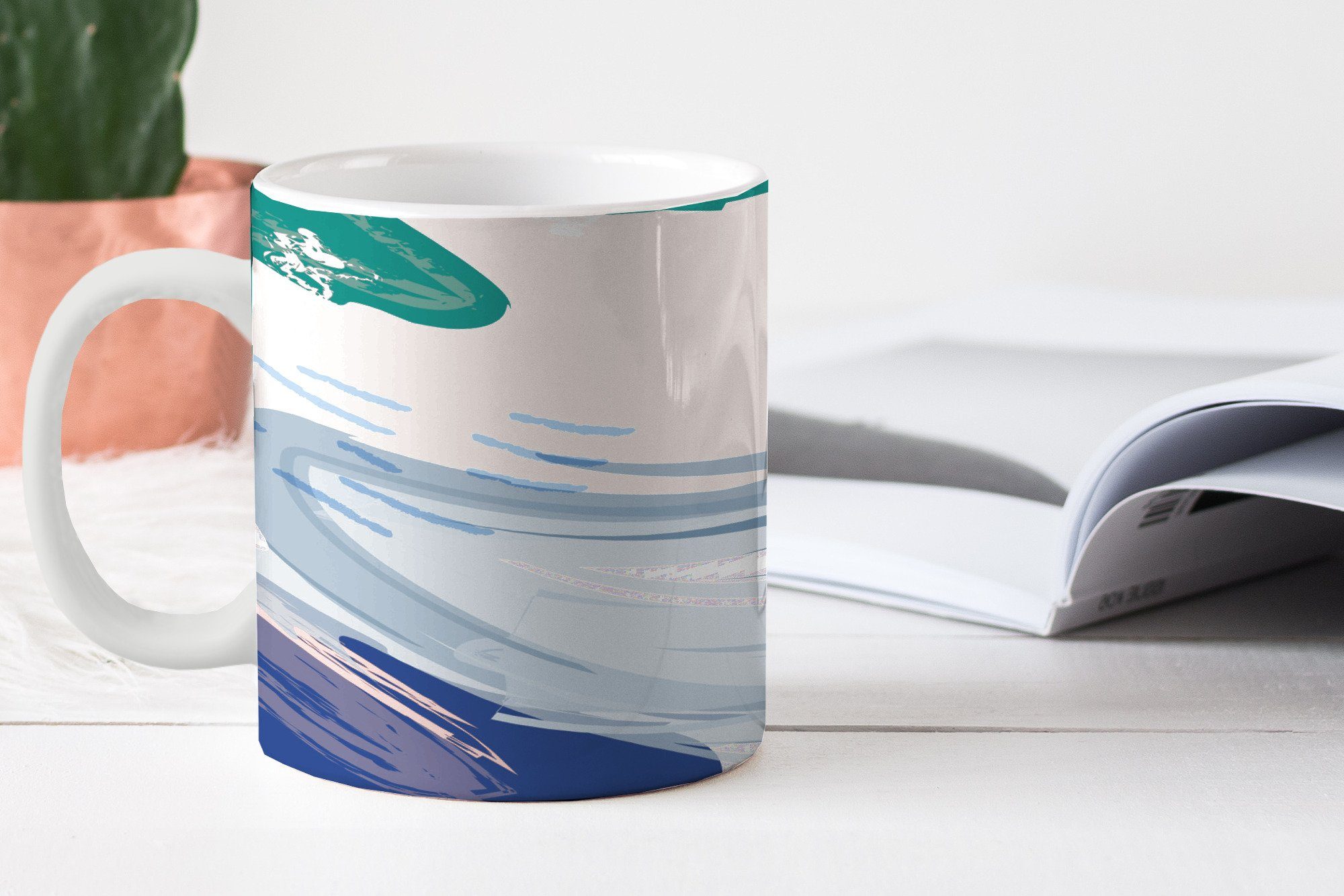 Teetasse, Monstera Geschenk Tasse - - Sommer Farbe, Keramik, Becher, MuchoWow Teetasse, Kaffeetassen,