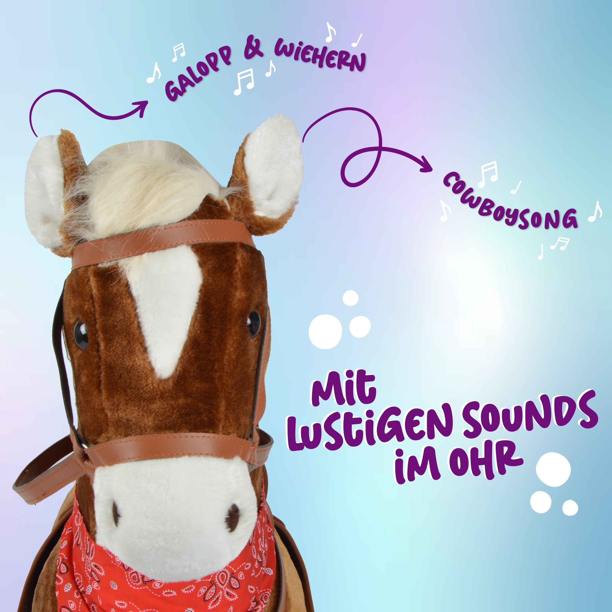 Pink Papaya Stehpferd Spielpferd für Kinder zum Reiten 105 cm, Pferd zum Reiten für Kinder