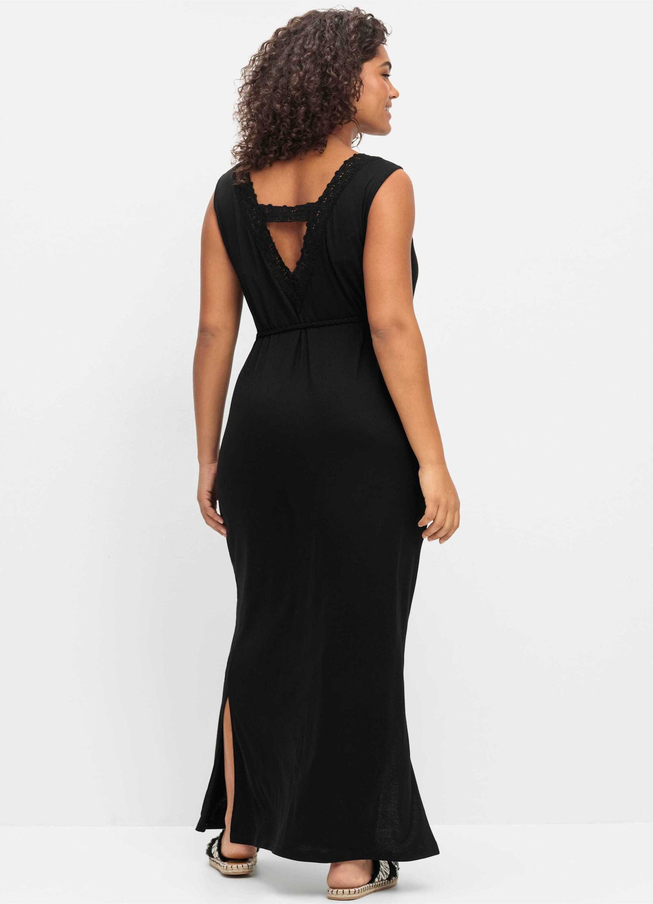 Sheego Etuikleid Maxikleid Ärmellos mit Spitze am Rückenausschnitt günstig online kaufen