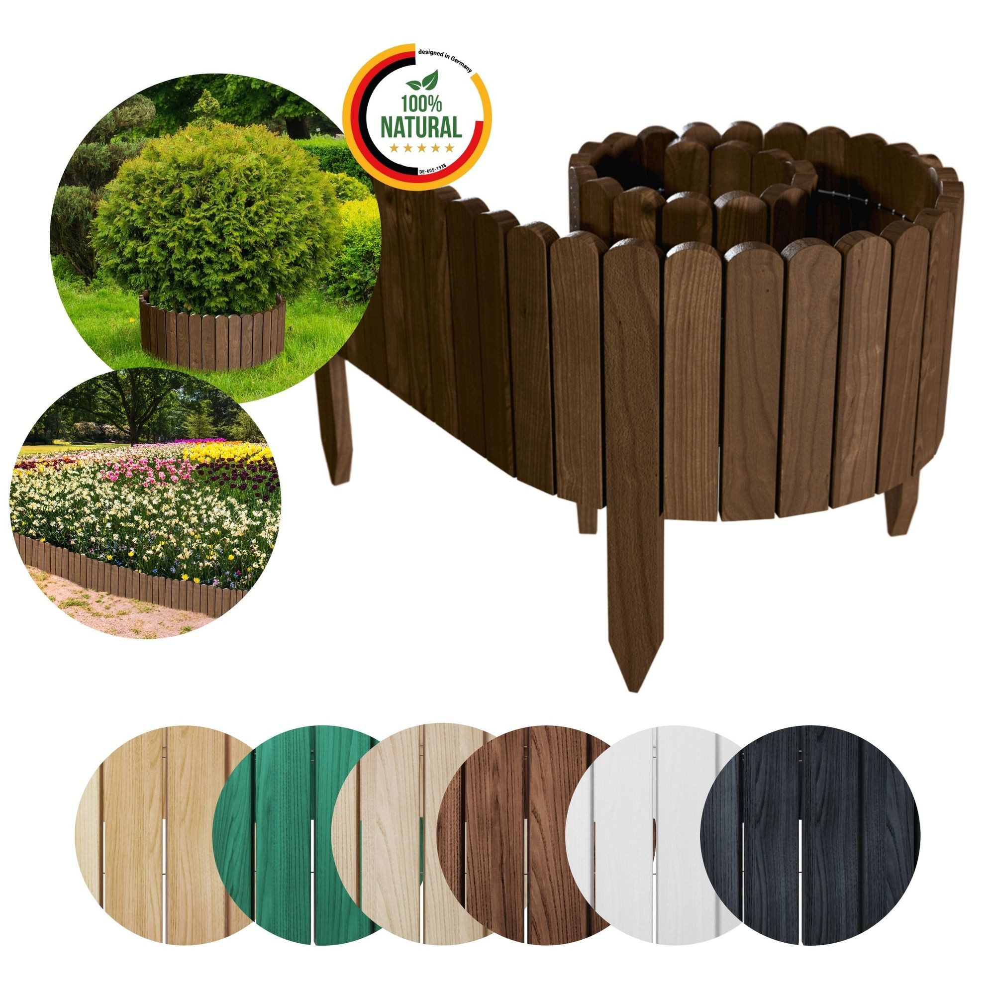 Floranica Beetbegrenzung Rollborder Flexibler Holzzaun aus günstig online kaufen