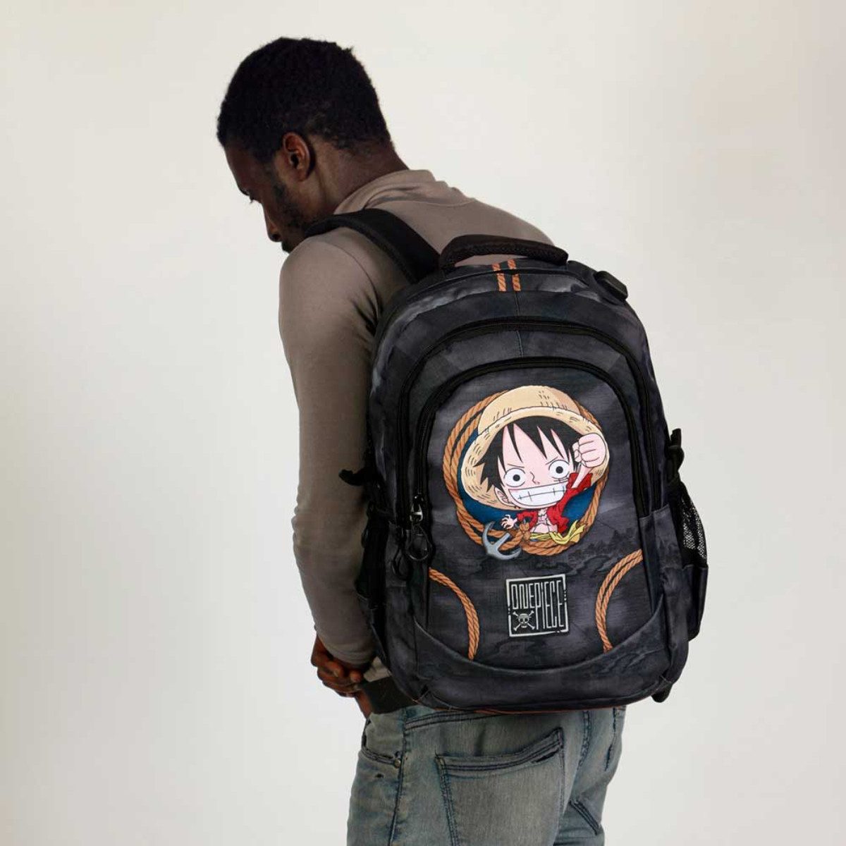 One Piece Freizeitrucksack - Schwarz mit Laptopfach wasserabweisend Ripstop Stoff (1-tlg)