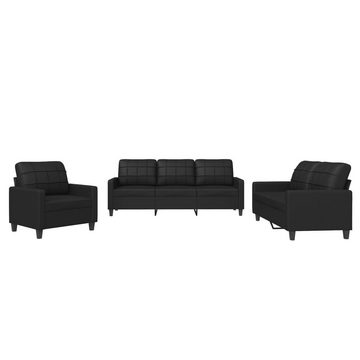 vidaXL Sofa 3-tlg. Sofagarnitur mit Kissen Schwarz Kunstleder