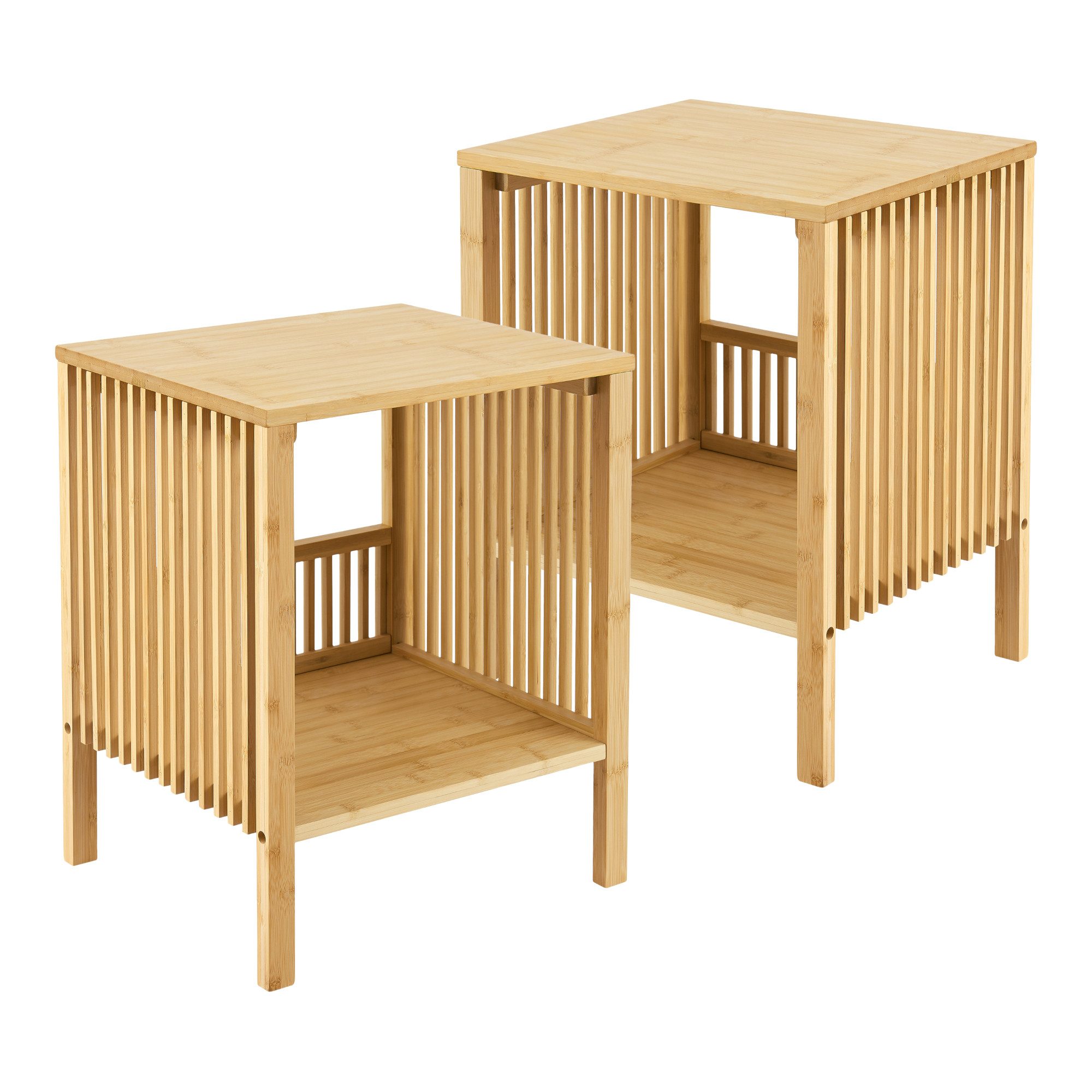 en.casa Beistelltisch (2-St., 2er Set), »Varde« 2er Set Bambus günstig online kaufen