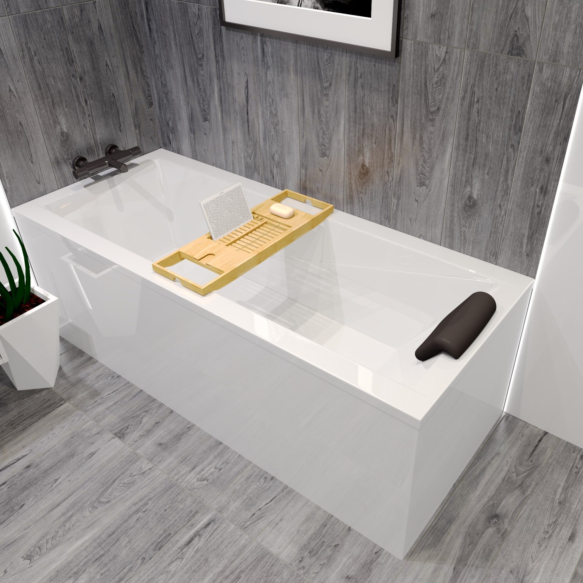KOLMAN Badewanne Rechteck MODERN 120x70, Ablauf & Füße GRATIS + Bambus Ablage