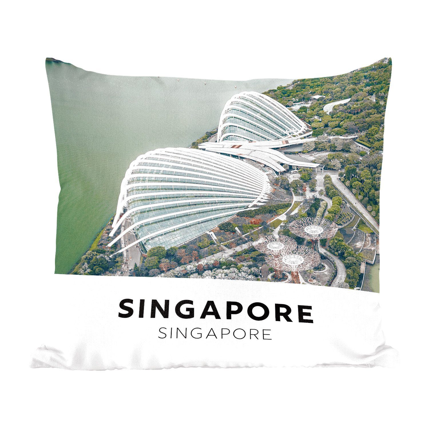 MuchoWow Dekokissen Singapur - Architektur - Wasser, Zierkissen mit Füllung für Wohzimmer, Schlafzimmer, Deko, Sofakissen