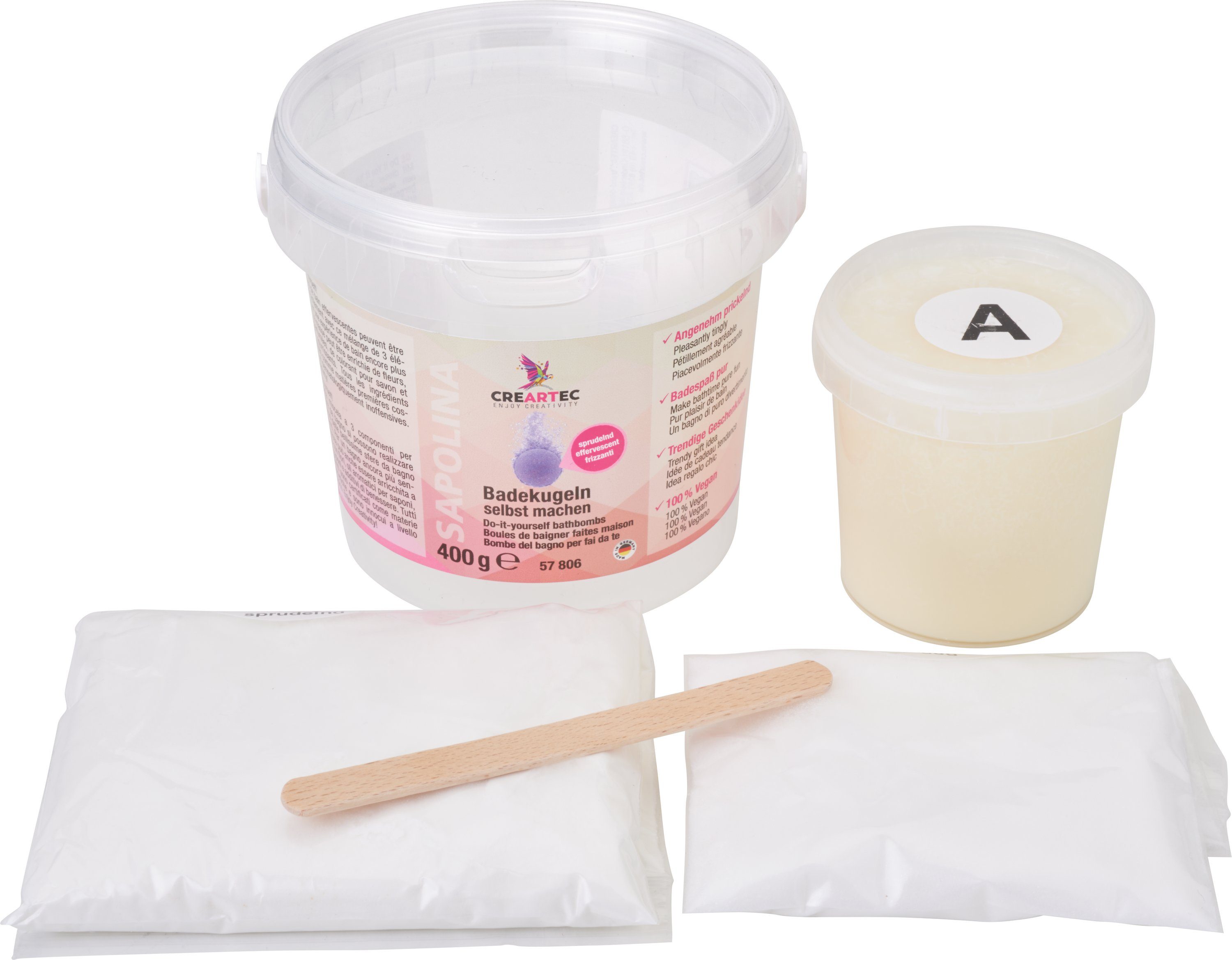 CREARTEC Badezusatz Komplett-Set Badekugel sprudelnd, im Eimer