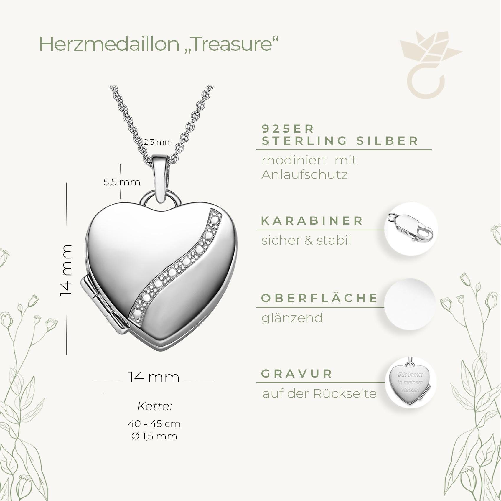 Amoonic Amulett Herz Medaillon Tochter Silber Rosegold Anhänger Damen Freundin Gold aufklappbar oder Mutter Foto Bilder Schmuck vergoldet, Frauen mit Herzkette für zum Geschenk Schmucketui) Halskette Gravur, Öffnen befüllbar (inkl. 925